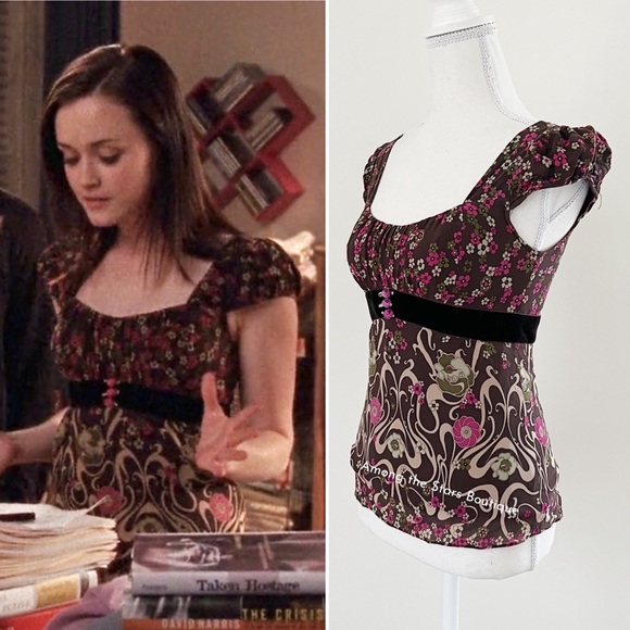 Rare Early 2000s Silk Floral Top ASO Alexis Bledel as Rory in Gilmore Girls - Picture 4 of 13